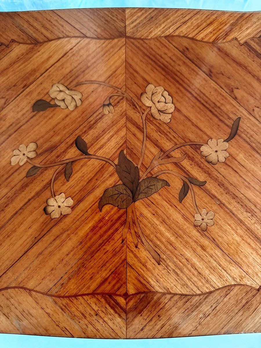 Louis XV French Bedside Tables With Floral Marquetry, 1940s, Set Of 2 photo 8172.0