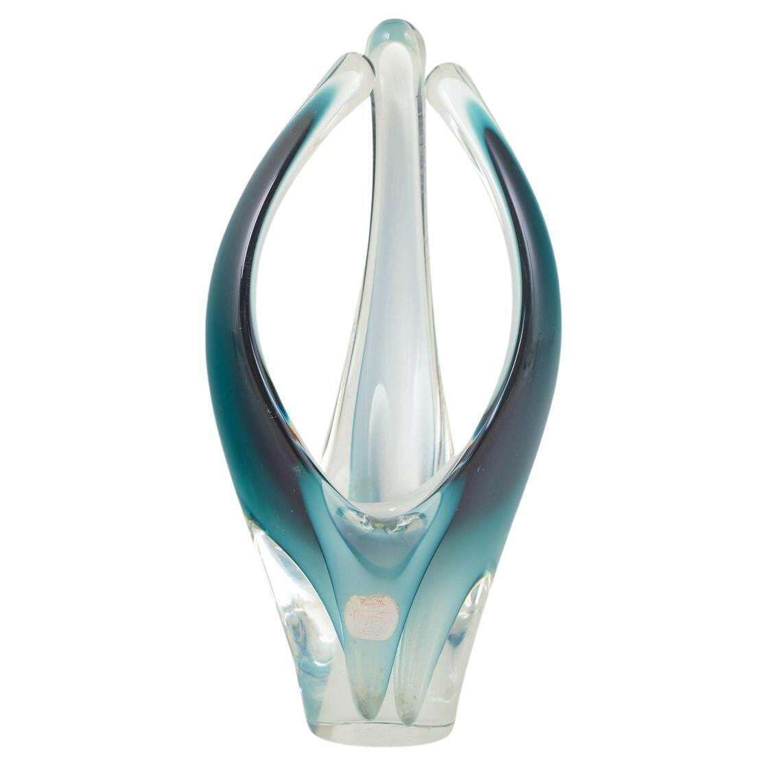 Paul Kedelv For Flygfors. “Coquille”. Organic, Sculptural Art Glass Vase, 1958