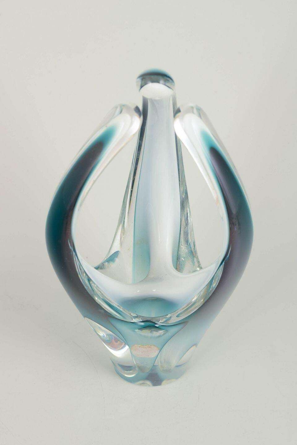 Paul Kedelv For Flygfors. “Coquille”. Organic, Sculptural Art Glass Vase, 1958 photo 244.0