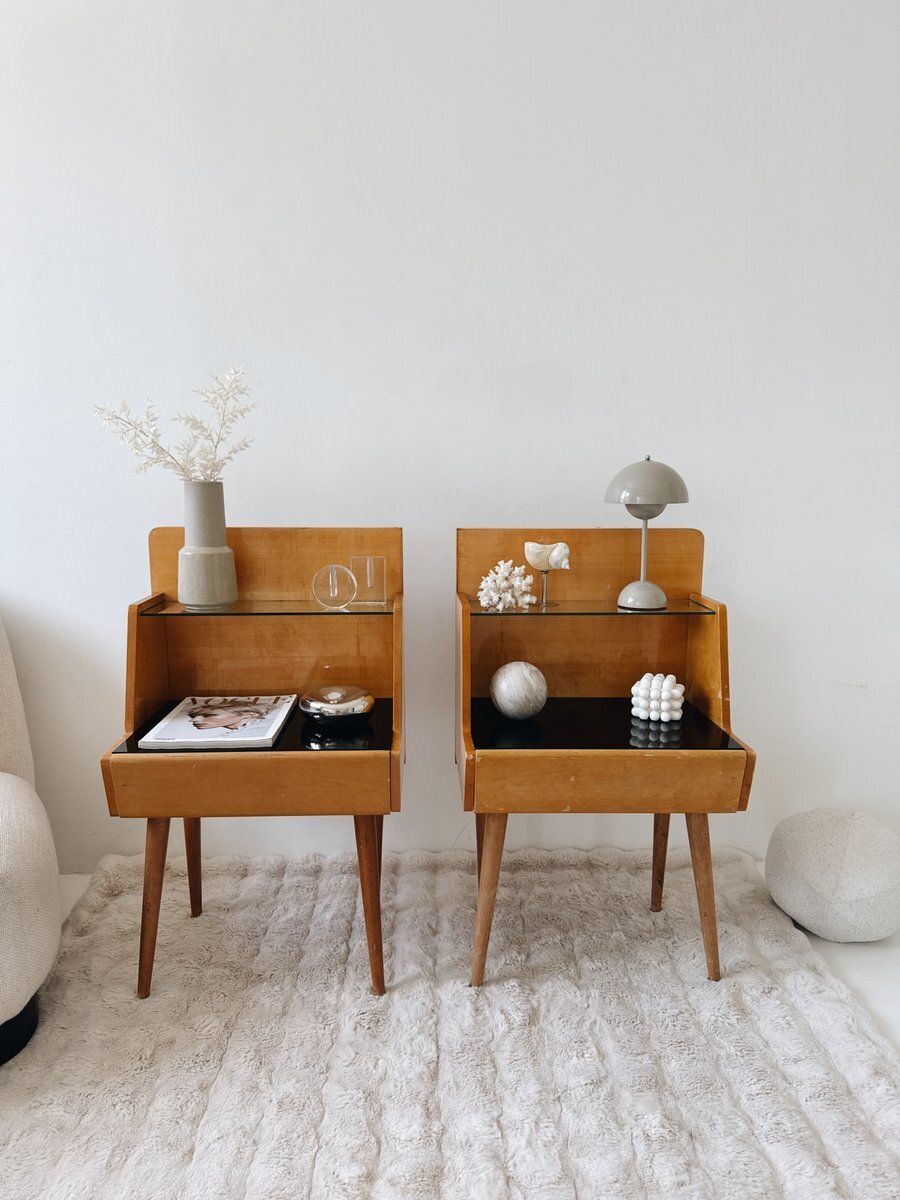 Mid Century Modern Nightstands Attributed To Jitona Soběslav, Czechoslovakia, 1960s, Set Of 2 photo furniture