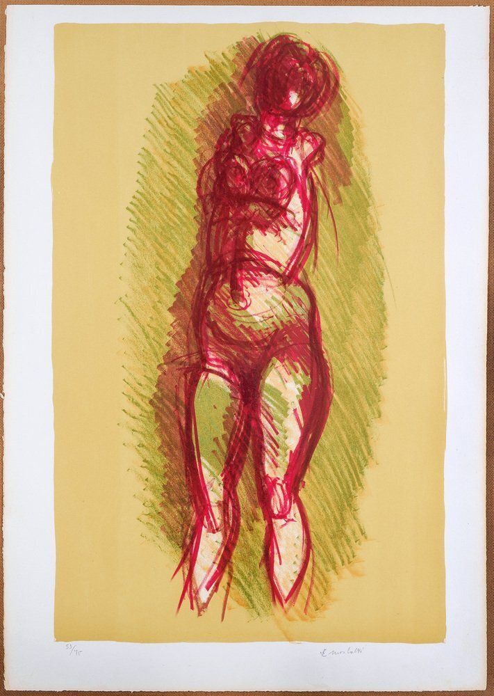 Ennio Morlotti, Nude Female, 1973, Lithograph photo furniture