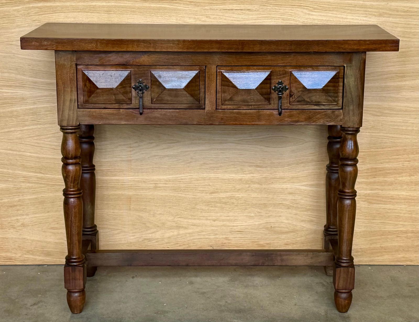 Spanish Console Table With Two Carved Drawers, 1900s photo furniture