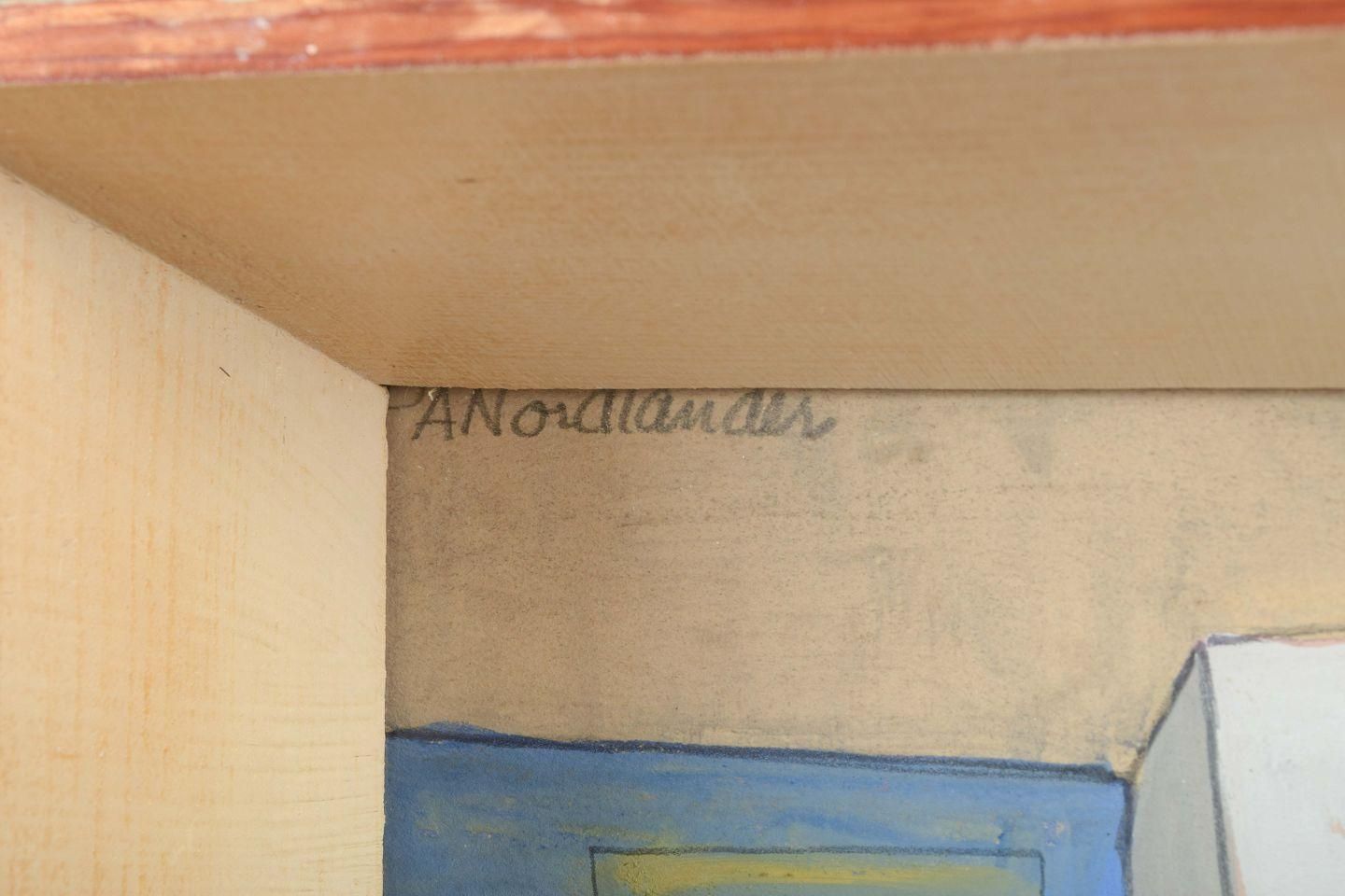 Pär Nordlander. Abstract Cityscape By The Sea. Mixed Media On Paper. photo 503.0