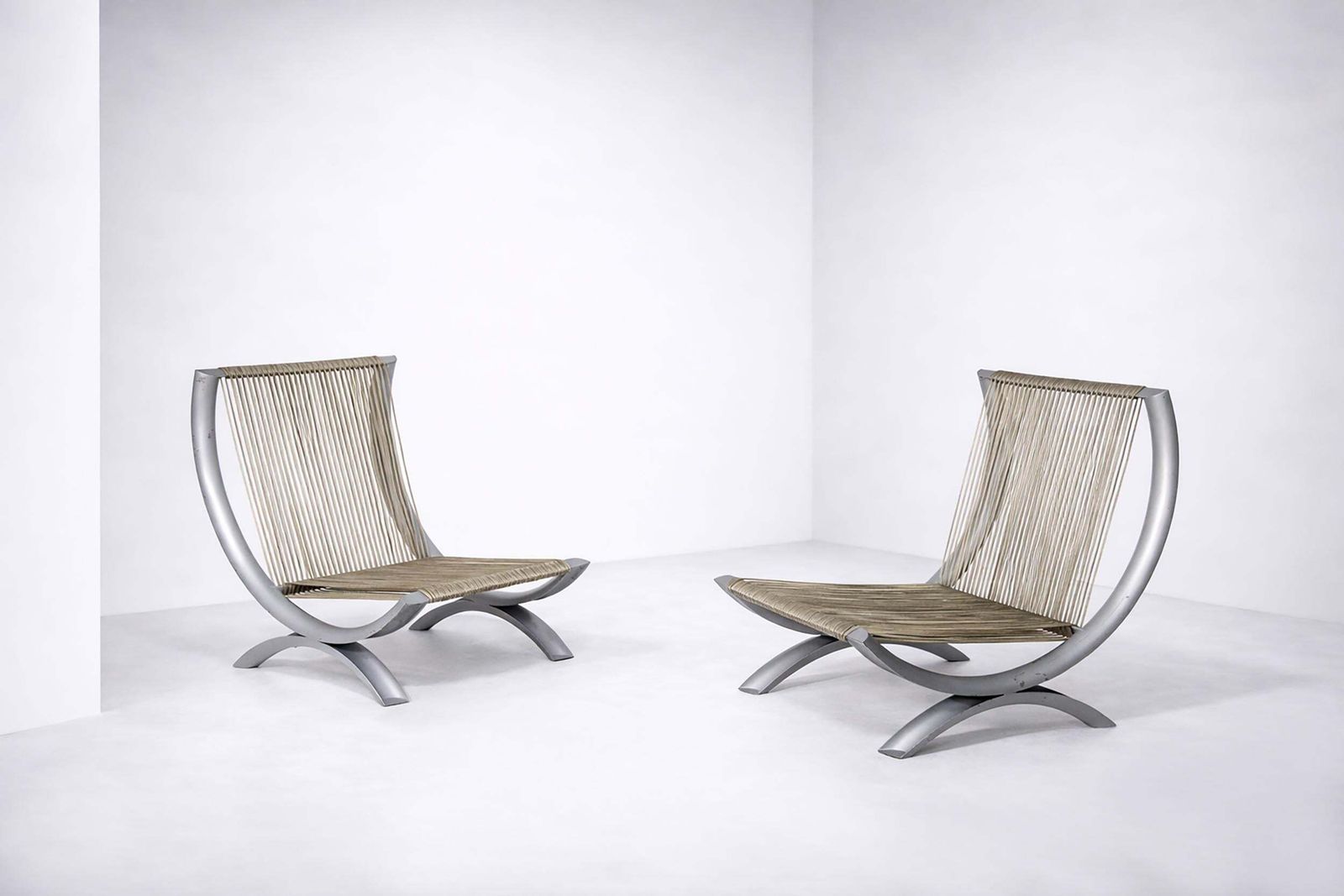 Rare Pair Of Low Armchairs Prototype By G. Malacrida & P.Resmini Ferrotipi Series photo Furniture