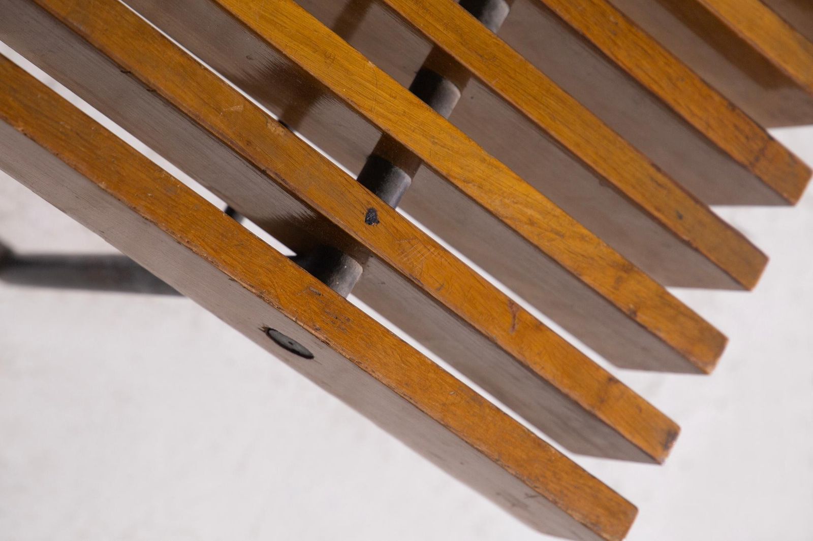 Modernist Italian Bench In Solid Wood And Metal With Brass Tips photo buy
