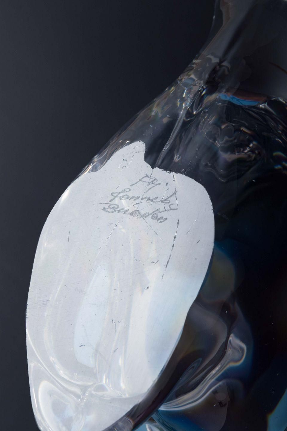 Ronneby Glasbruk, Sweden. Glass Sculpture In The Shape Of An Otter. photo Art