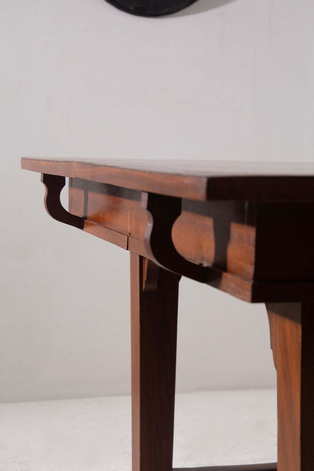 Italian Art Nouveau Walnut Extendable Dining Table With Lyre Motif Base, Liberty photo vinterior