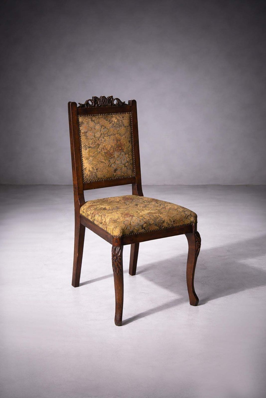 photo for sale French Dining Chairs, Set Of Six With Original Upholstery And Carved Walnut Leg