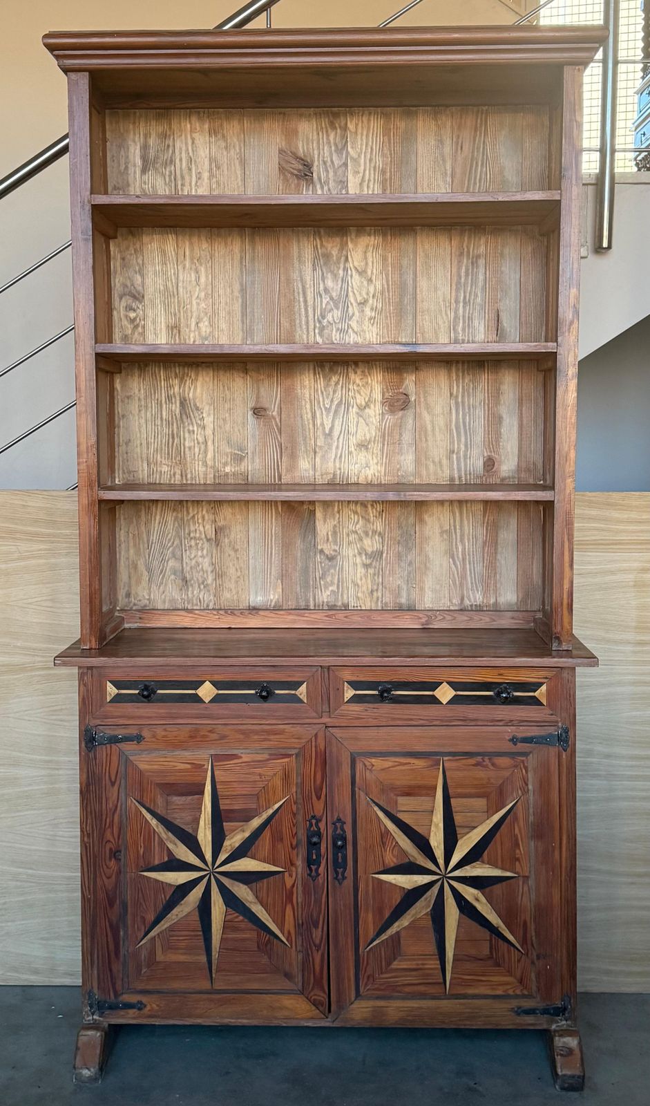 19th Pair Of Marquetry Pine Bookcase With Two Doors And Drawers photo furniture