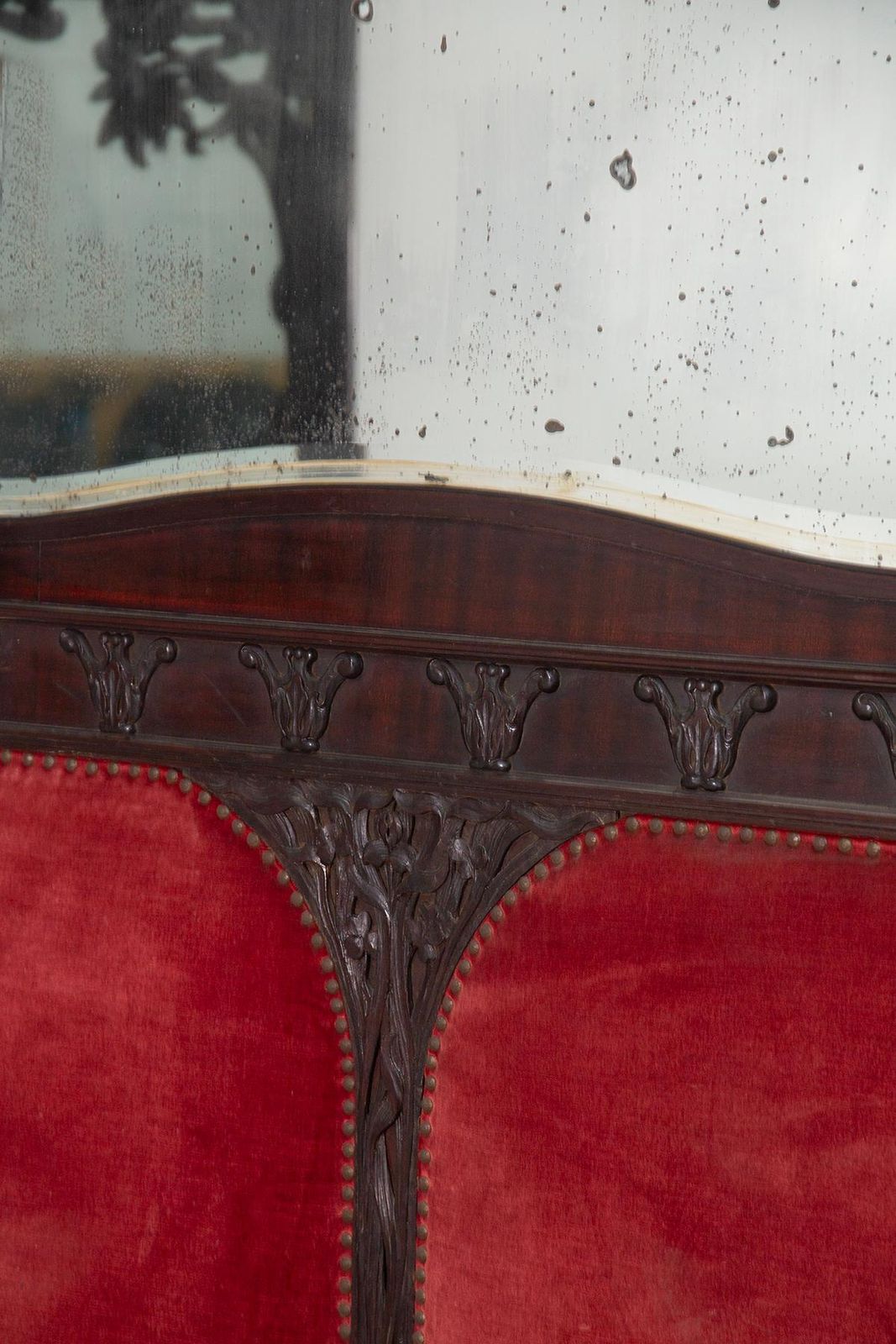 16654.0 Italian Art Nouveau Wall Bench With Original Mirror, Liberty Bench photo