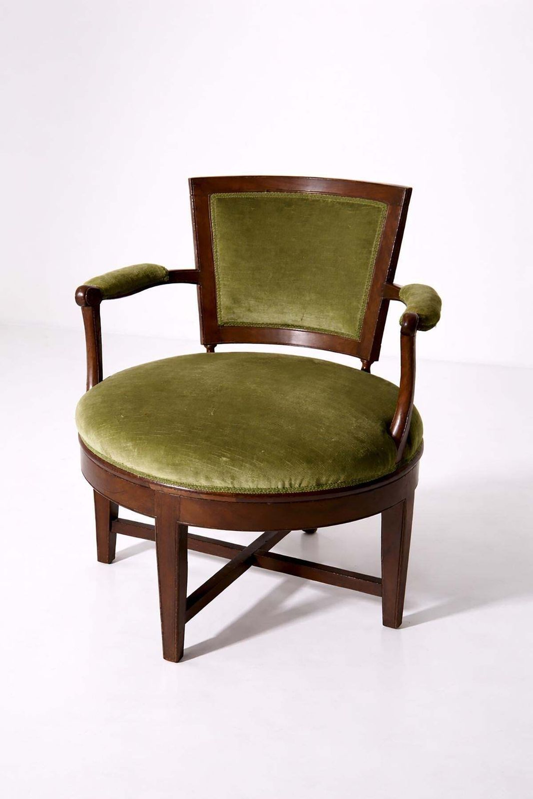 English Victorian Period Green Velvet Swivel Armchair, Malacrida Collection photo Furniture