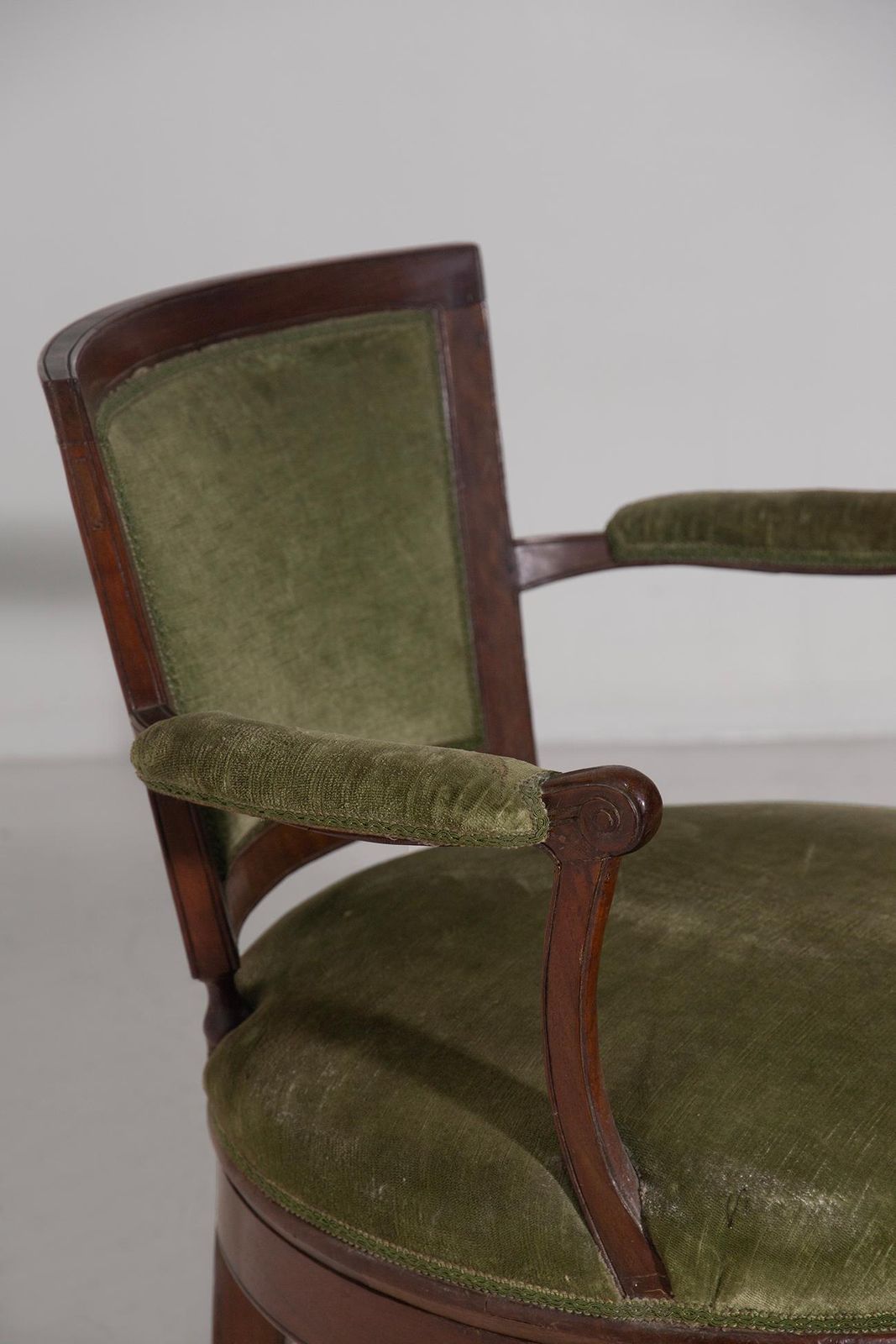 photo for sale English Victorian Period Green Velvet Swivel Armchair, Malacrida Collection