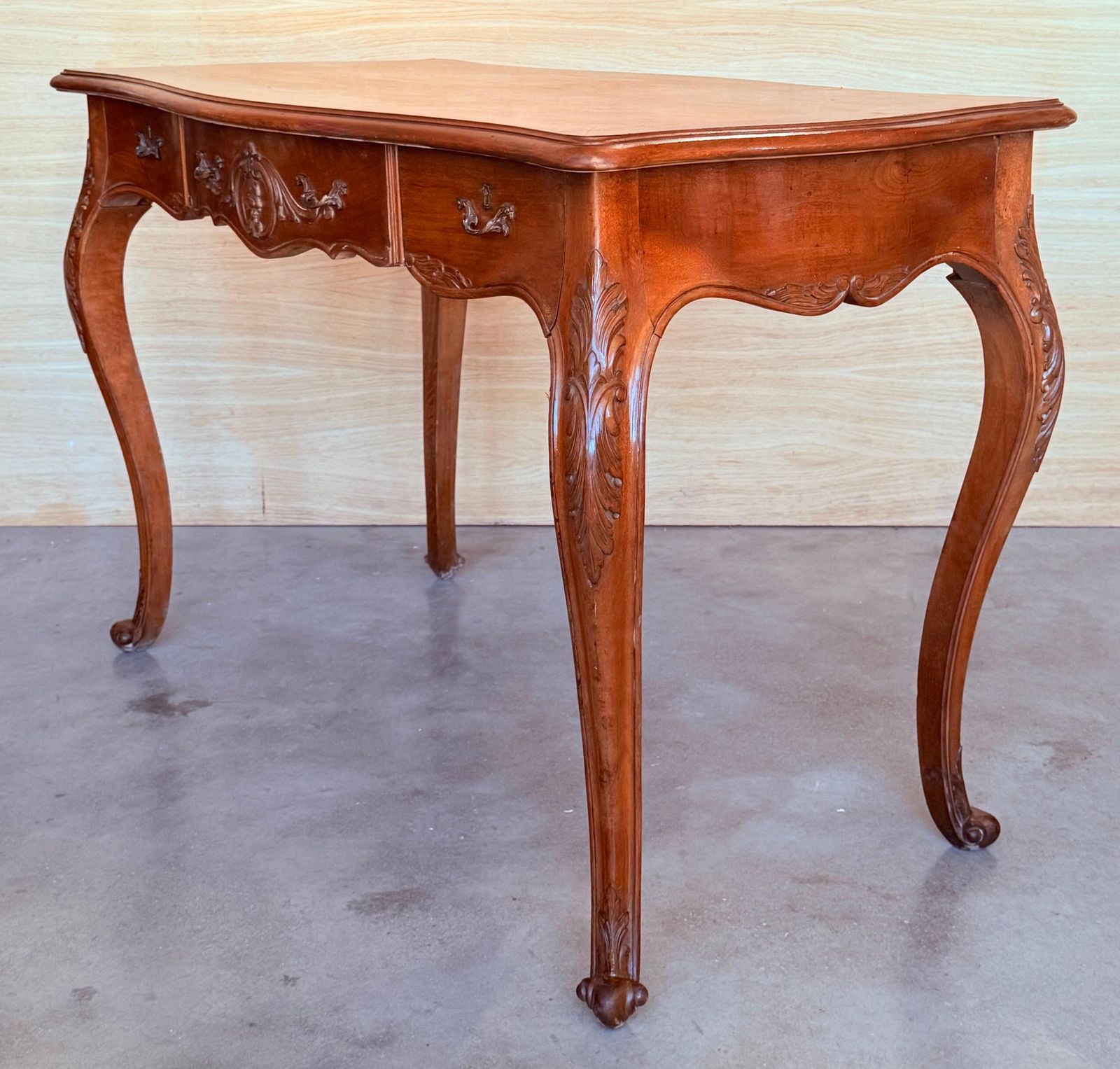 20th Century Wood French Louis XV Style Writing Desk, 1920 photo vintage