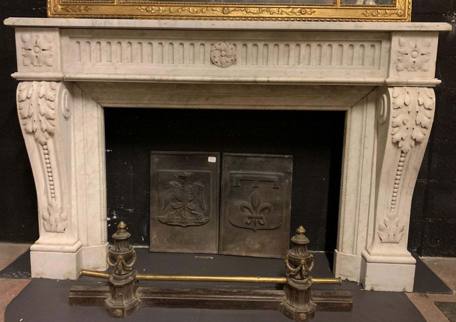 White Carrara Marble Fireplace Mantle, Carved With Flowers And Decorations, France photo Home Fixtures