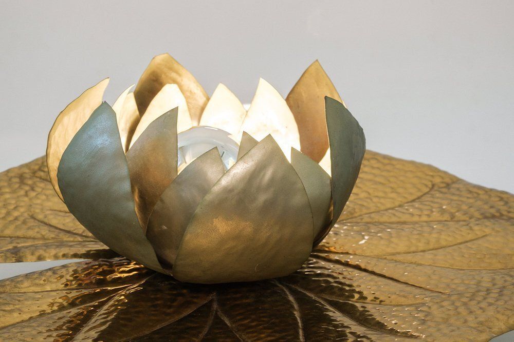 Vintage Italian Brass Model Ninfea Sconce By Tommaso Barbi For Bottega Gadda photo vinterior