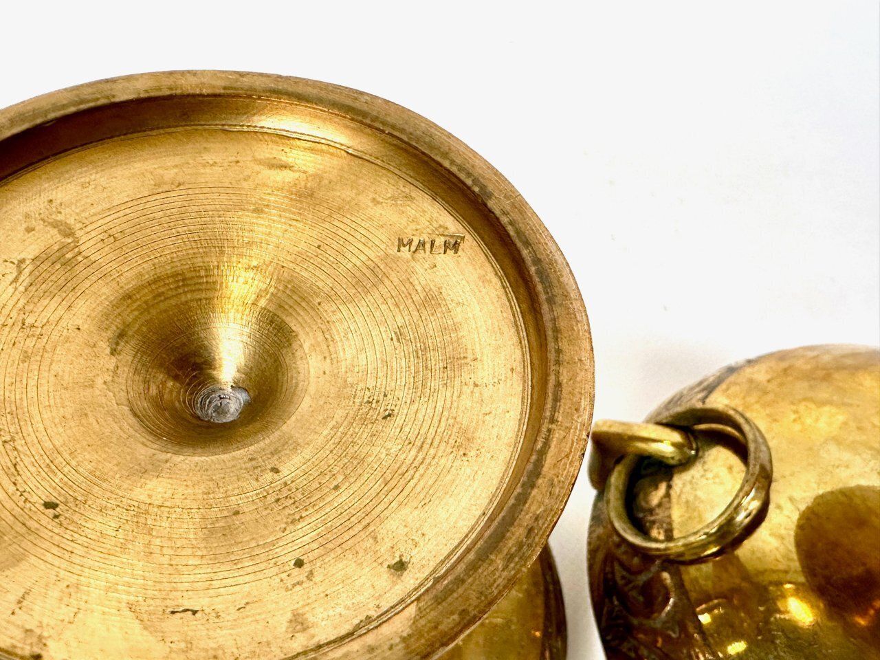 Vintage Danish Brass Footed Pedestal Bowl From Malm, 1950s, Set Of 2 photo vintage
