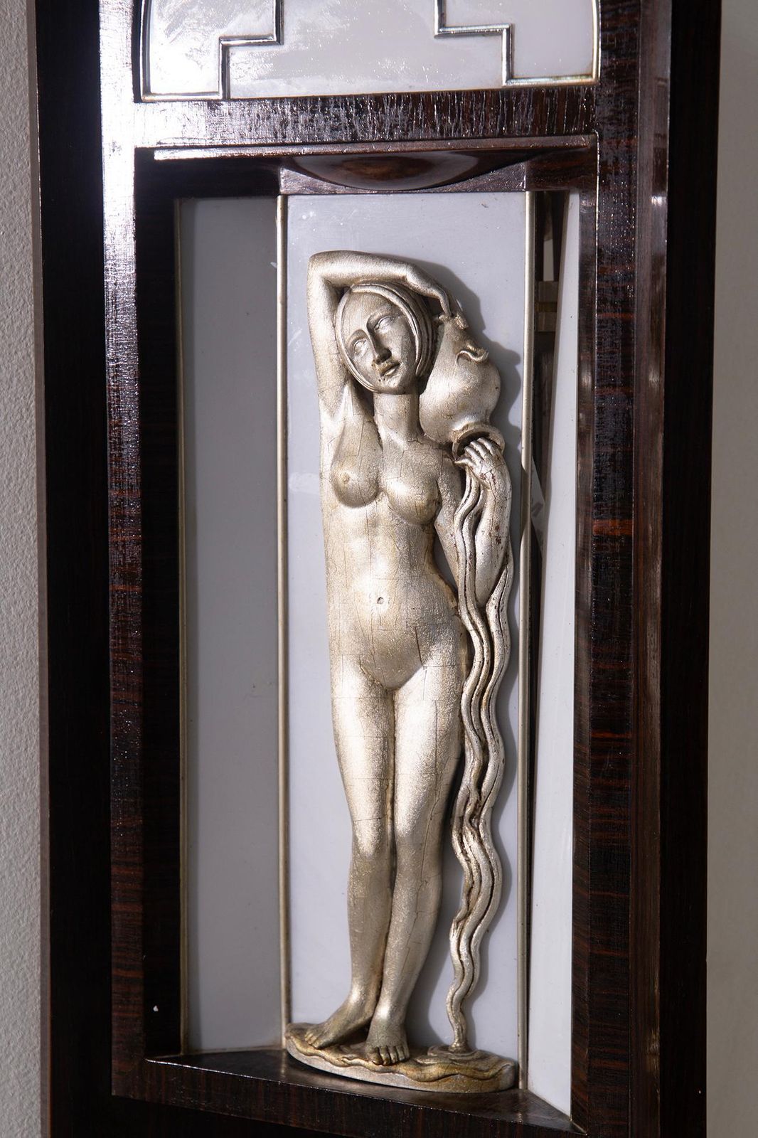 Italian Art Deco Wall Lamp In Gio Ponti Style With Silver Plated Wood Sculpture photo Lighting