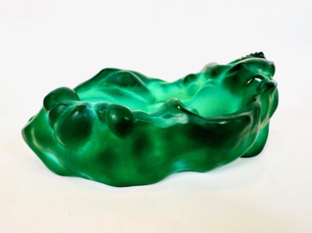 Art Nouveau Style Malachite Glass Bowl By Carlo Conte For František Halamas železný Brod Workshops, 1940s photo for sale