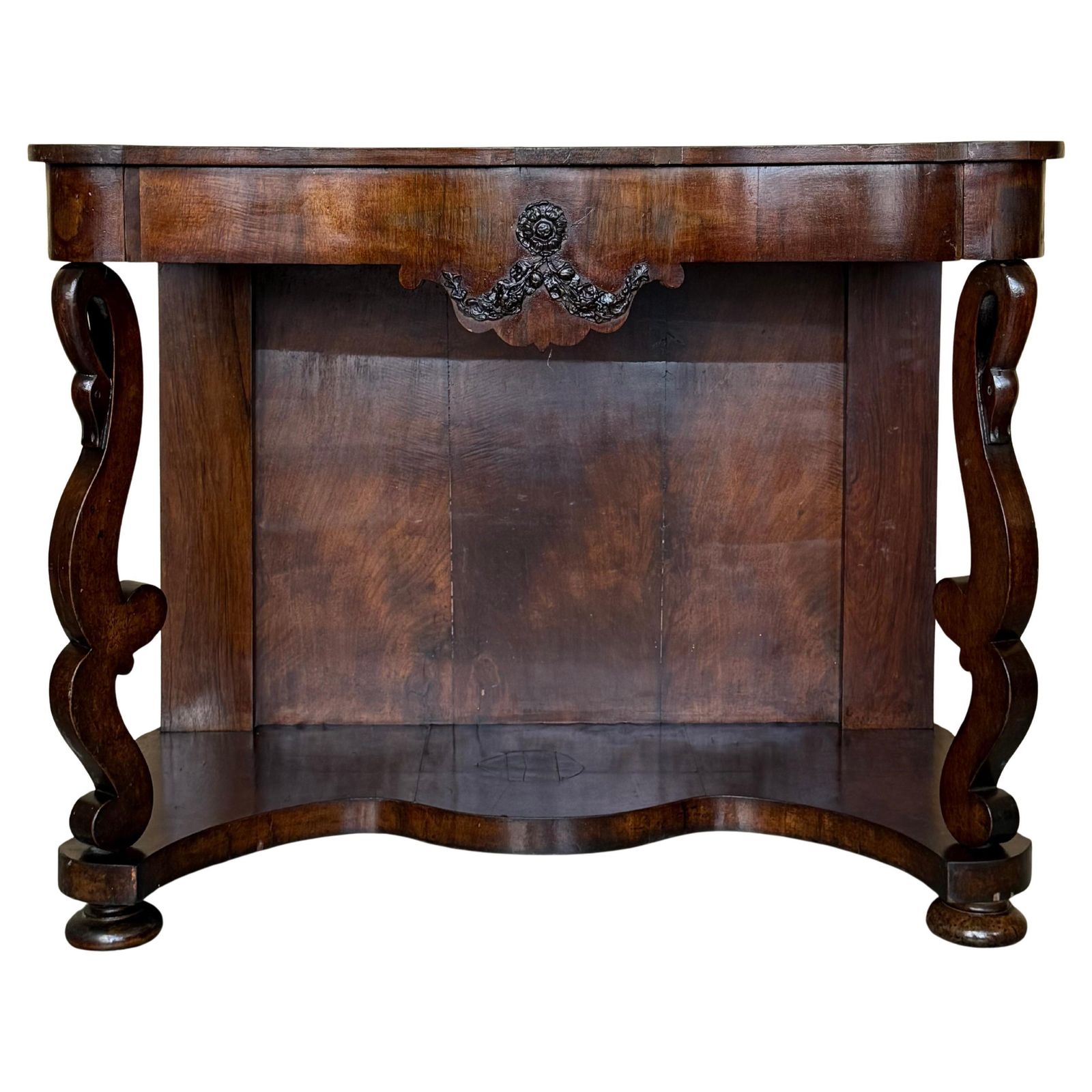 Console Biedermeier d'époque en noyer avec tiroir, Autriche, vers 1830
