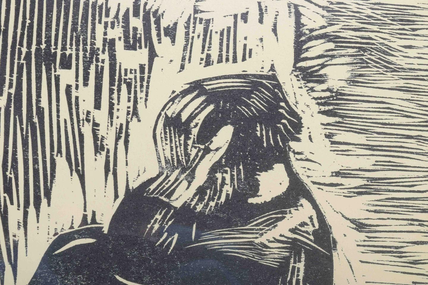 Olivia Holm Møller. Woodcut On Paper. Title: Unconditional. Mid 20th C. photo for sale