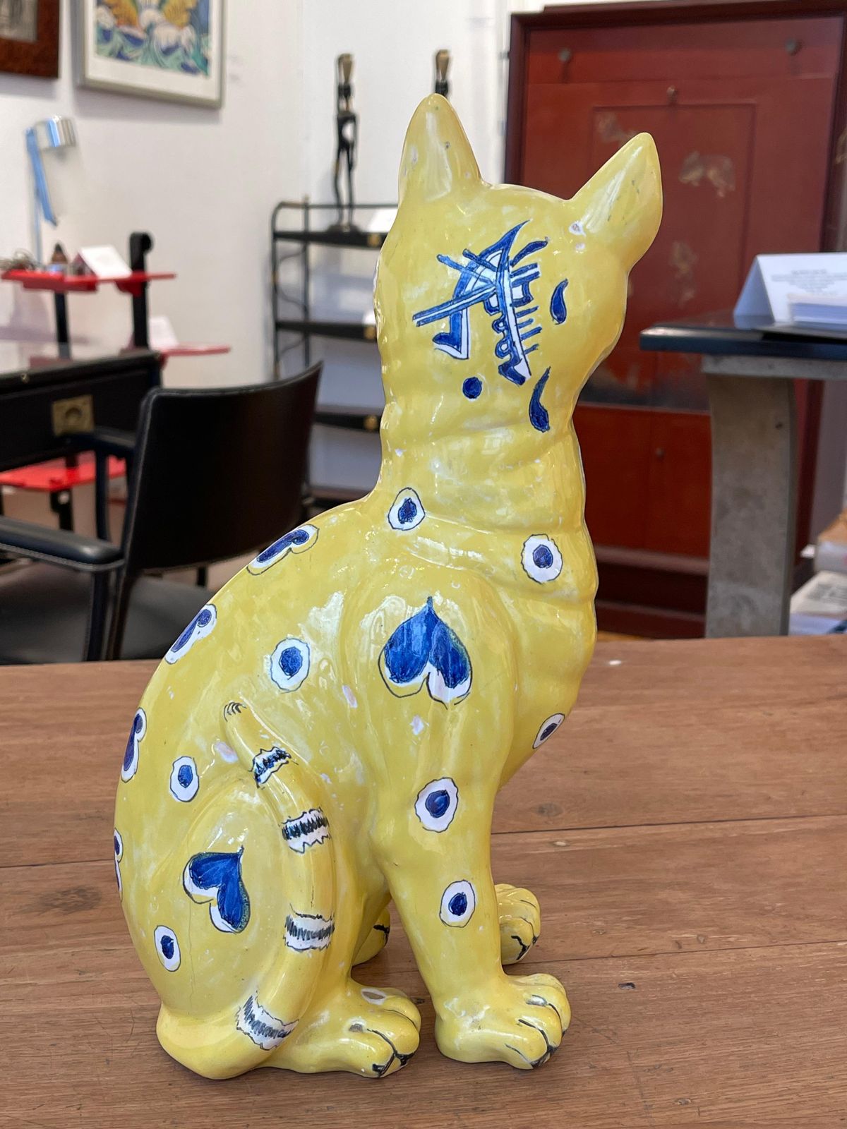 Two Yellow Faience Ceramic Cats, Emile Gallé For Gallé Reinemer photo 18608.0