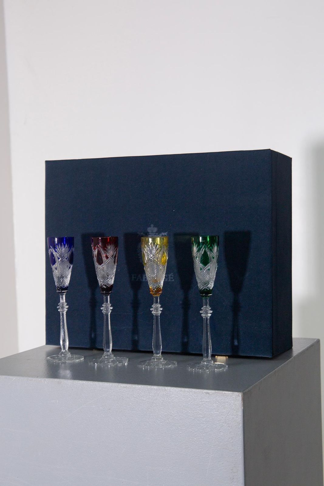 Set Of Four Fabergé Liqueur Glasses The Imperial Collection, Original Velvet photo furniture