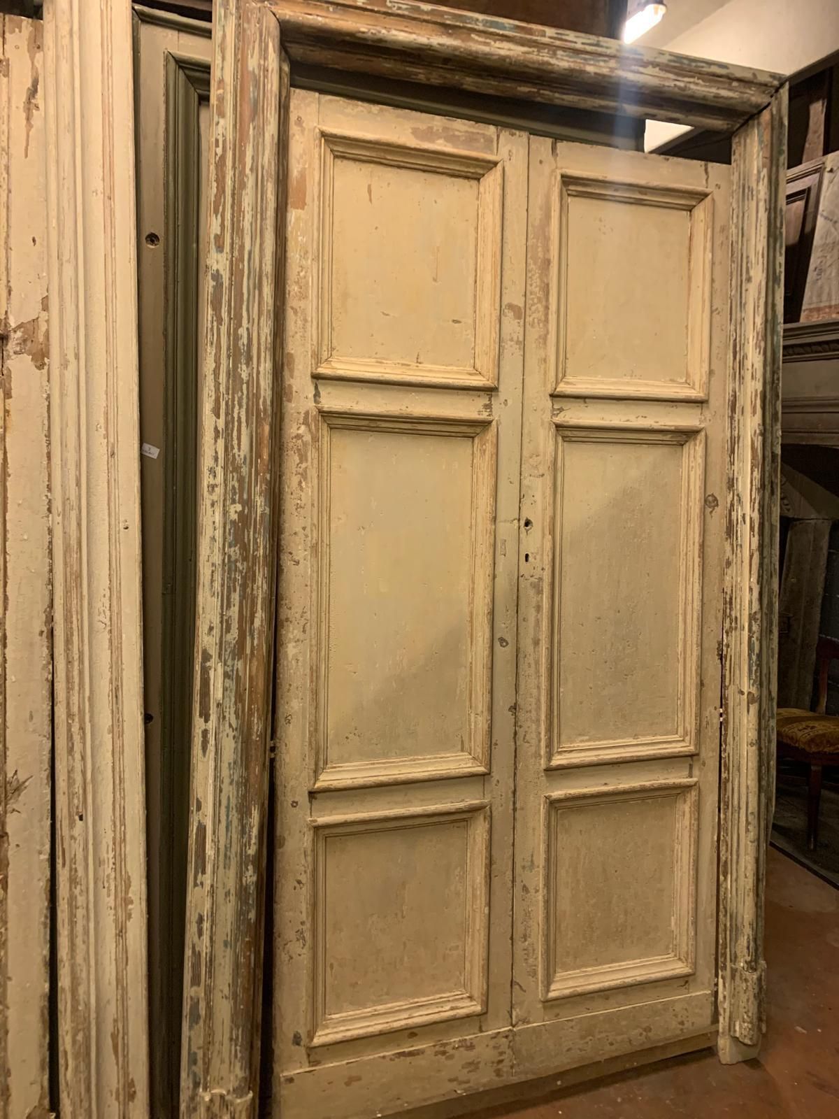 Set Of No.4 Interior Lacquered And Framed Doors, Italy photo vintage