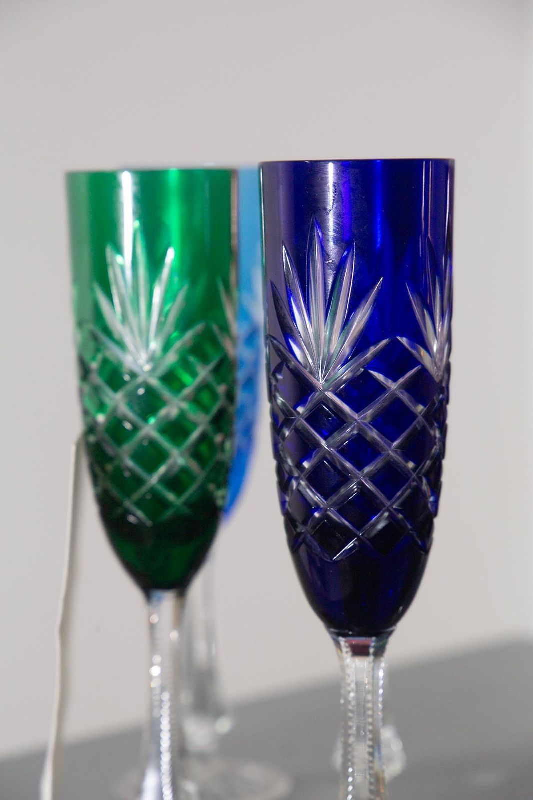 photo furniture Set Of 6 Peter Carl Faberge Odessa Crystal Champagne Flutes, Signed