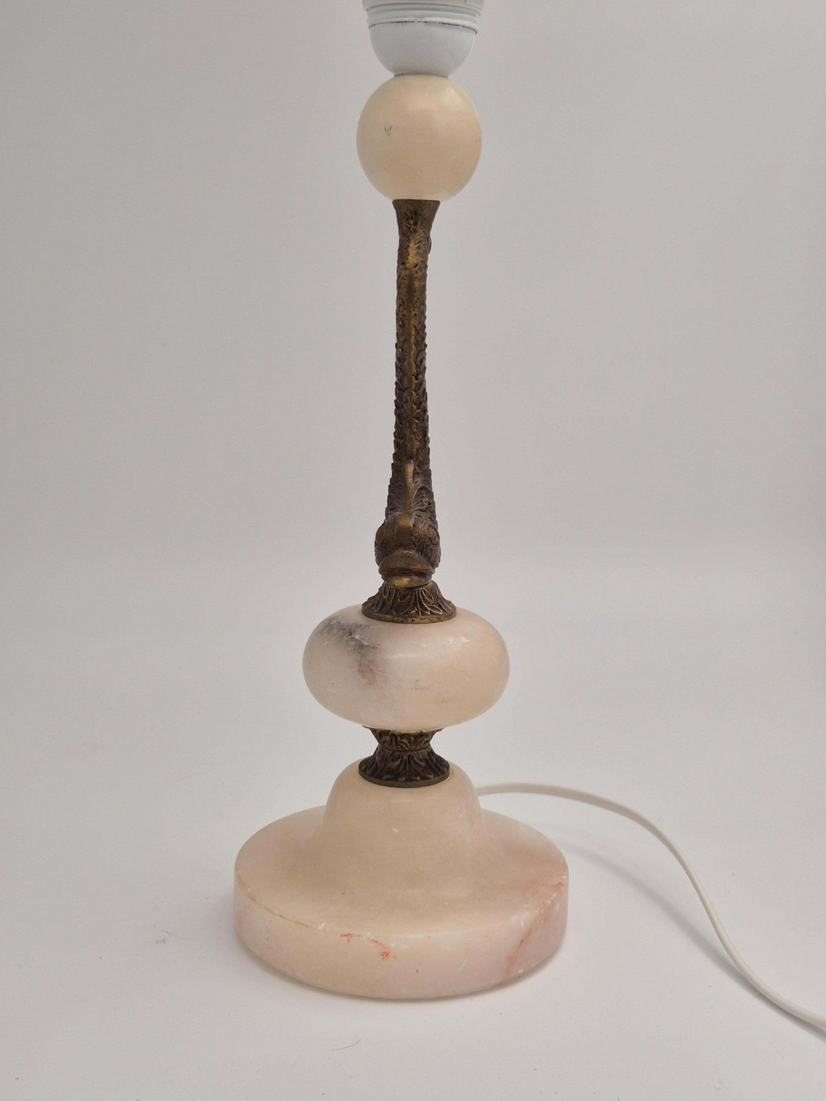 Sculptural Table Lamp In Alabaster With Decor Of Fish/Dolphin, Swedish Grace photo 1125.0