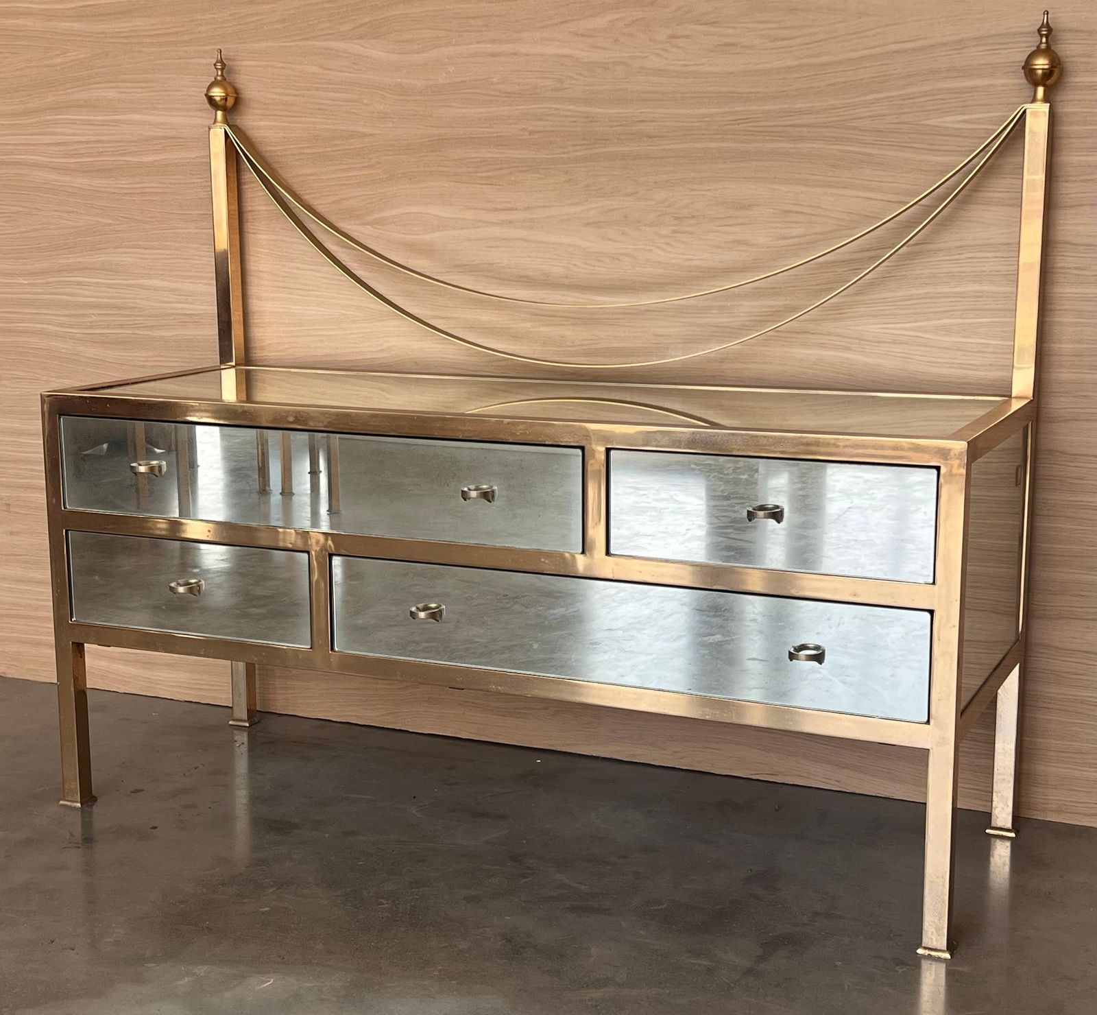 Midcentury Italian Bronze And Glass Chest Of Drawers photo 3755.0