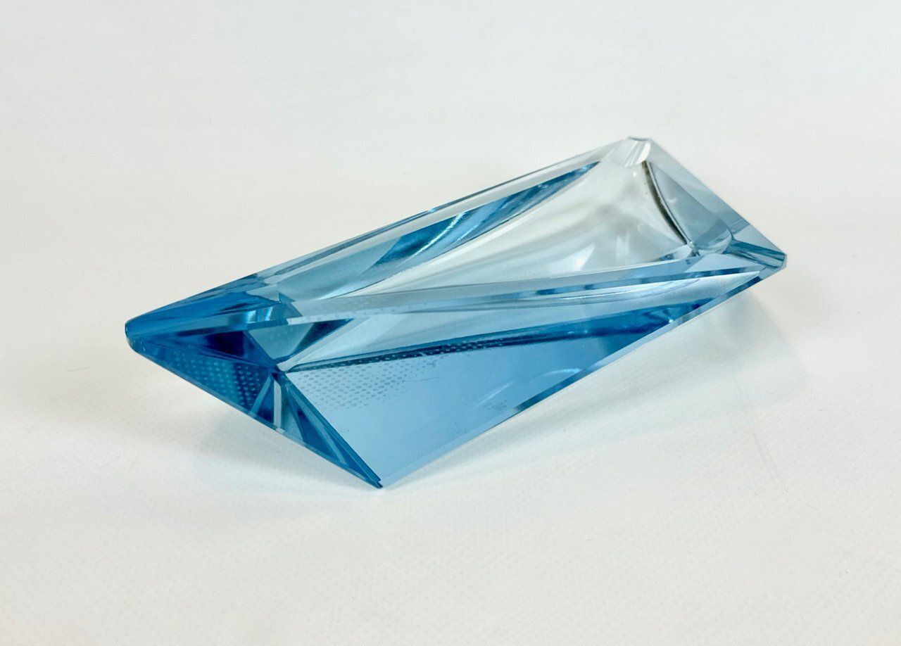 Home Decor Art Deco Blue Glass Ashtray By Moser, 1930s photo