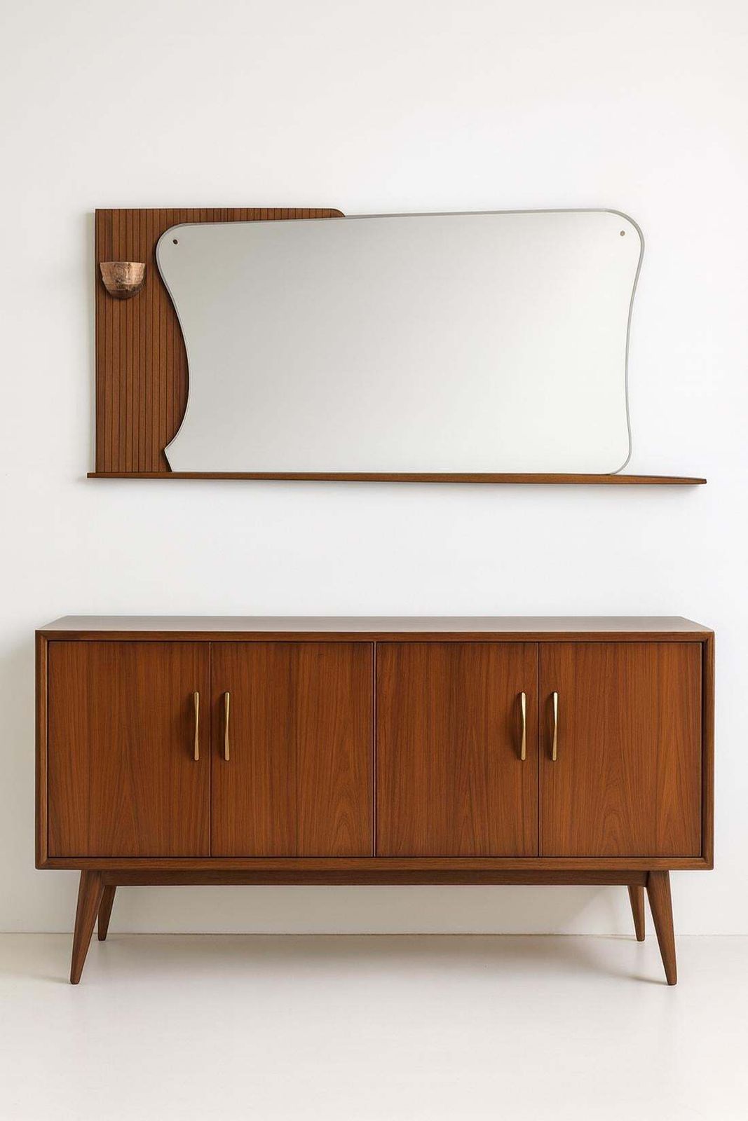 photo vinterior Italian Vintage Wall Or Console Mirror With Ceramic Light Holder