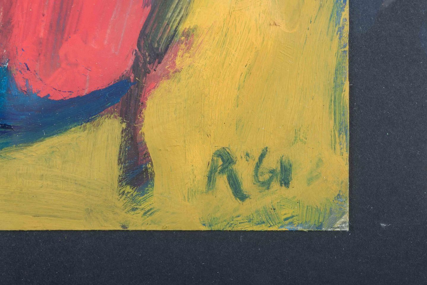 Unknown Artist. Oil On Paper In Cobra Style. Two Abstract Figures. photo Art
