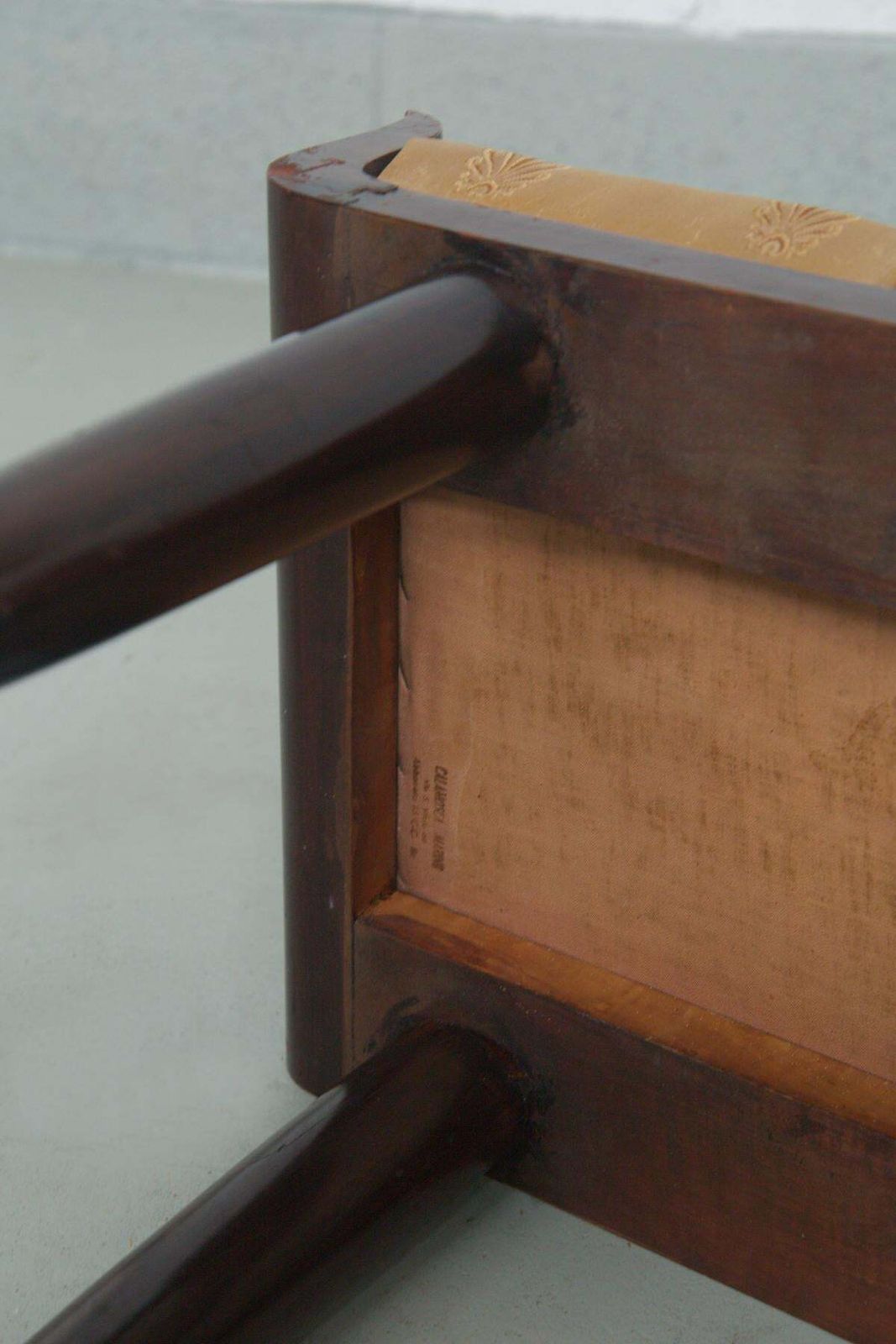 photo furniture Italian Bench By Paolo Buffa, With Original Gold Satin Fabric
