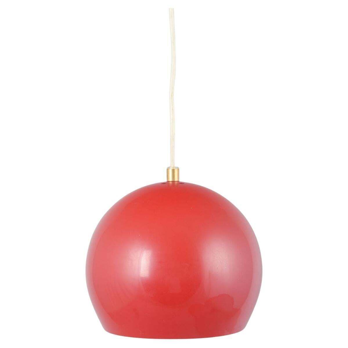 Verner Panton For Louis Poulsen. Topan Pendant Lamp In Red Lacquered Metal.