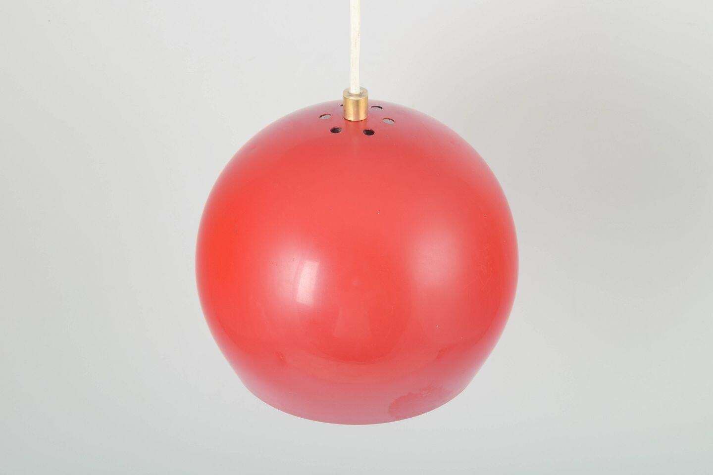 Verner Panton For Louis Poulsen. Topan Pendant Lamp In Red Lacquered Metal. photo furniture