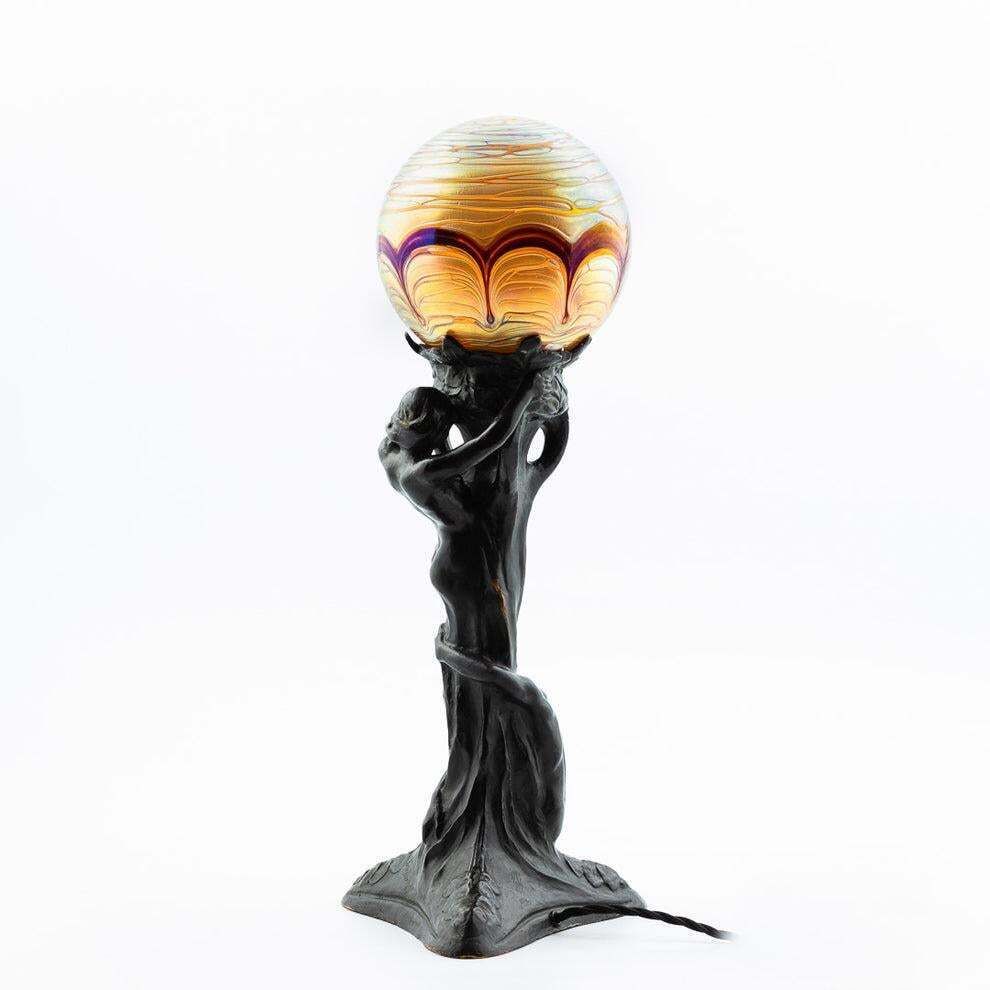 Alice Nordin, Table Lamp In Solid Bronze, Herman Bergman, Sweden Art Nouveau. photo furniture