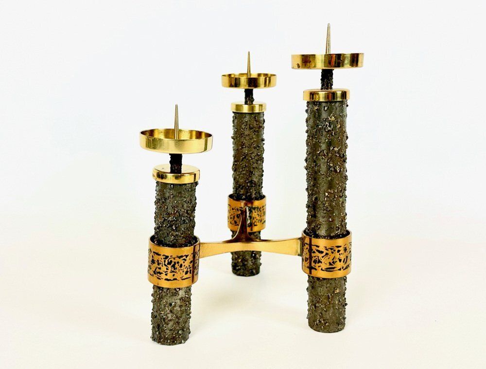 Brutalist Polished Copper Candleholder, 1970s