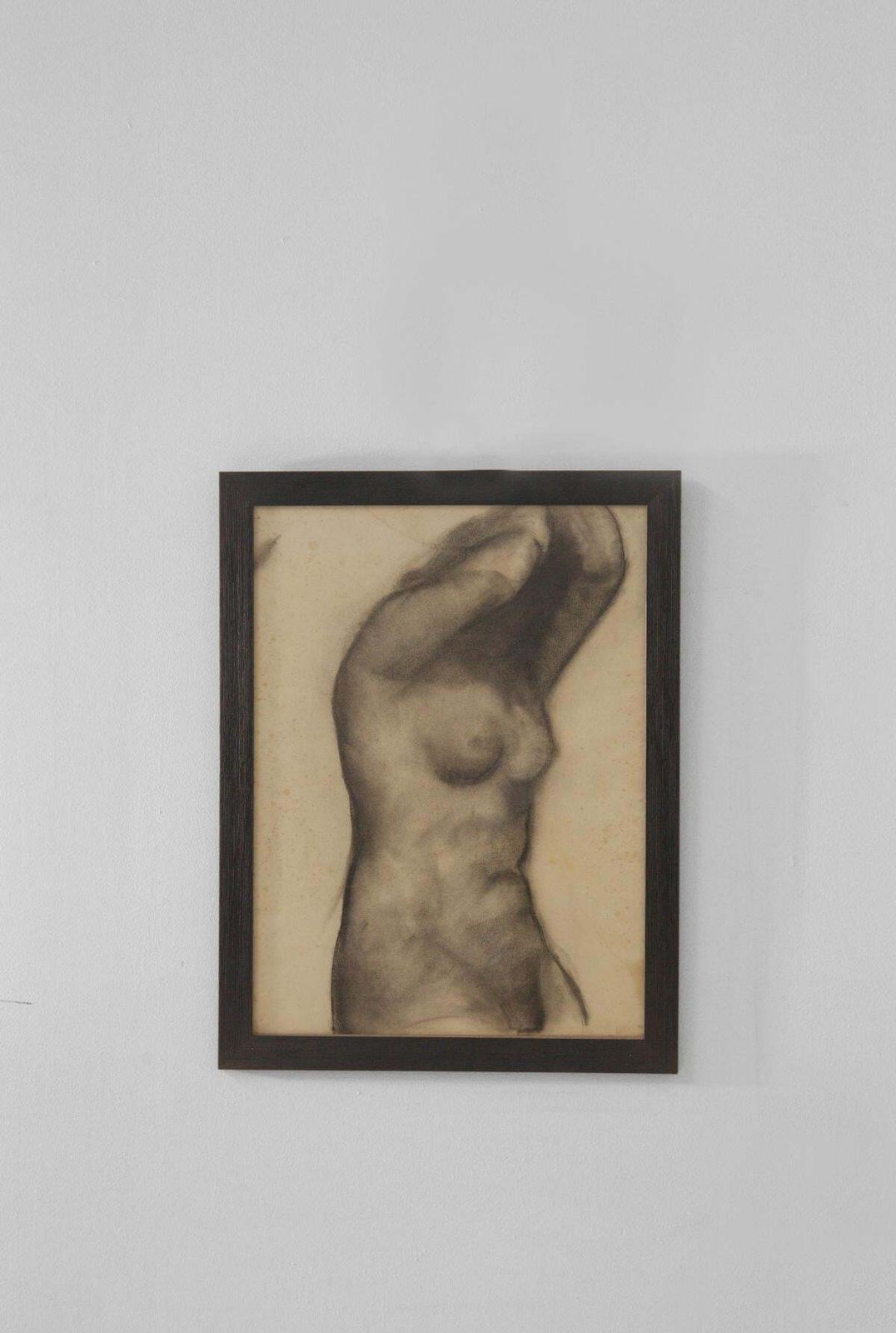 Study Of A Female Nude, Italian Futurist Charcoal Drawing photo for sale