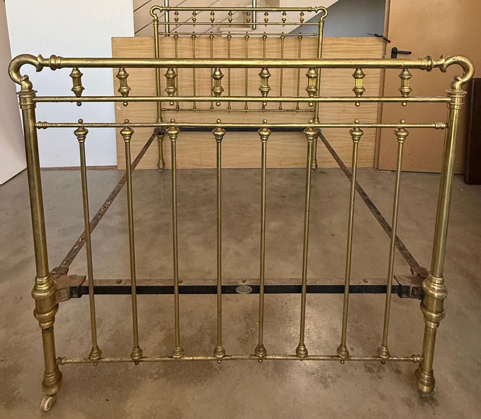 Early 20th Antique French Brass  & Bronze Bed , Queen  Size photo Furniture