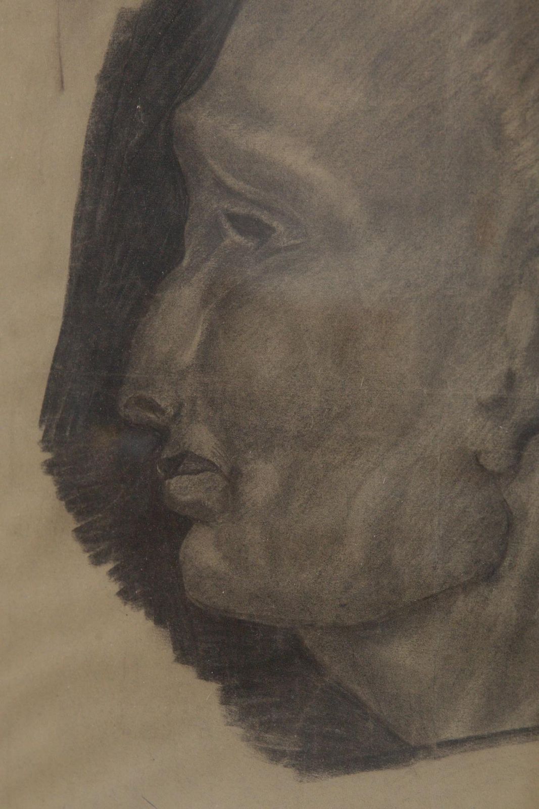 Study Of A Male Head   Italian Futurist Charcoal Drawing photo 1910.0