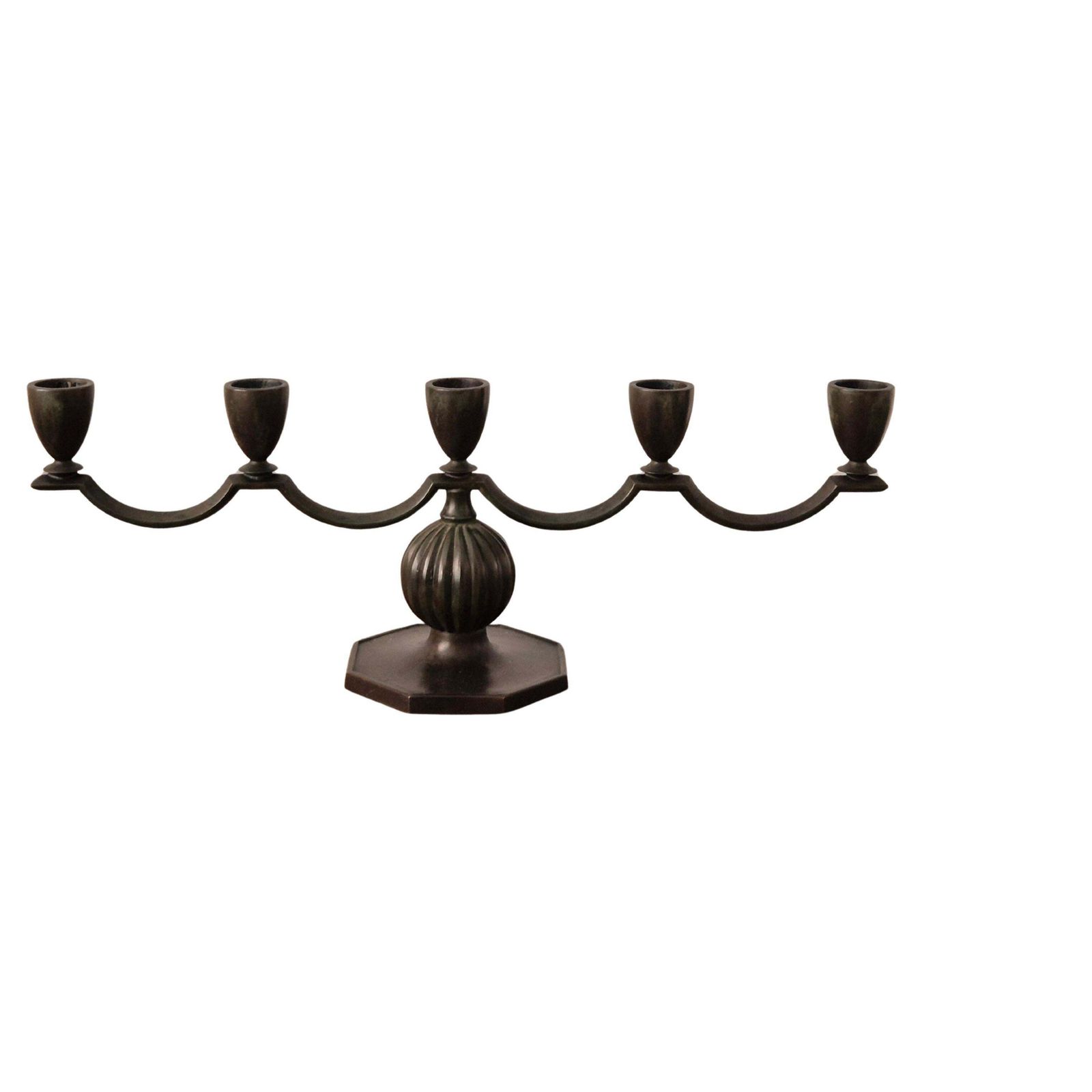 Elegant Swedish Grace Candelabra In Solid Bronze By Jacob ängman, Gab