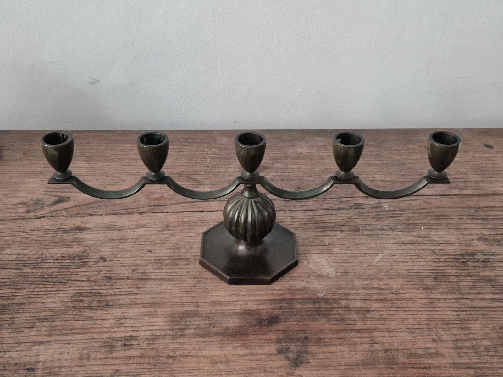 Elegant Swedish Grace Candelabra In Solid Bronze By Jacob ängman, Gab photo vintage