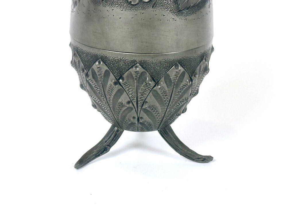 Art Nouveau French Tin Egg Box By Albert Chezal For Etains Dart, 1900s photo for sale