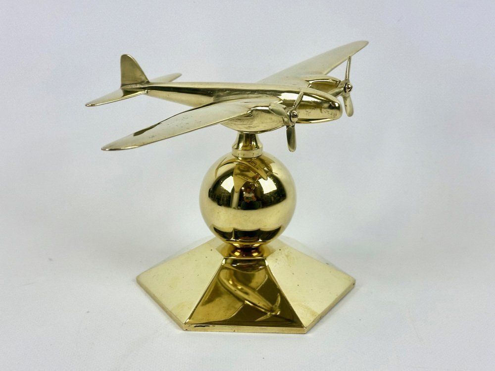 Brass Mosquito Desk Plane Model From De Havilland, 1940s