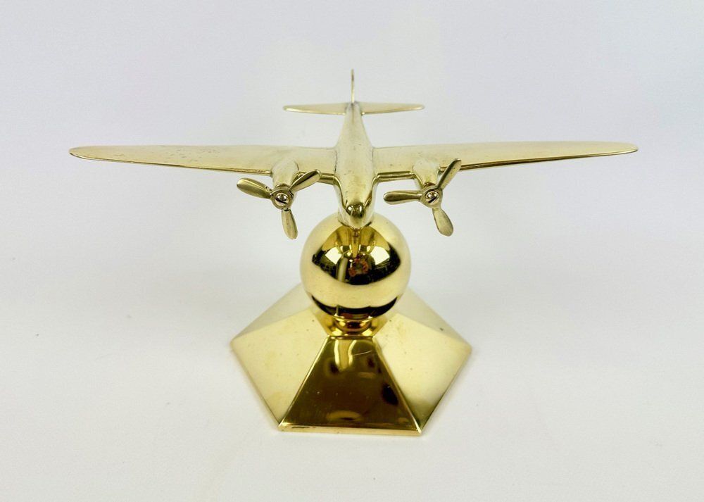 Brass Mosquito Desk Plane Model From De Havilland, 1940s photo for sale