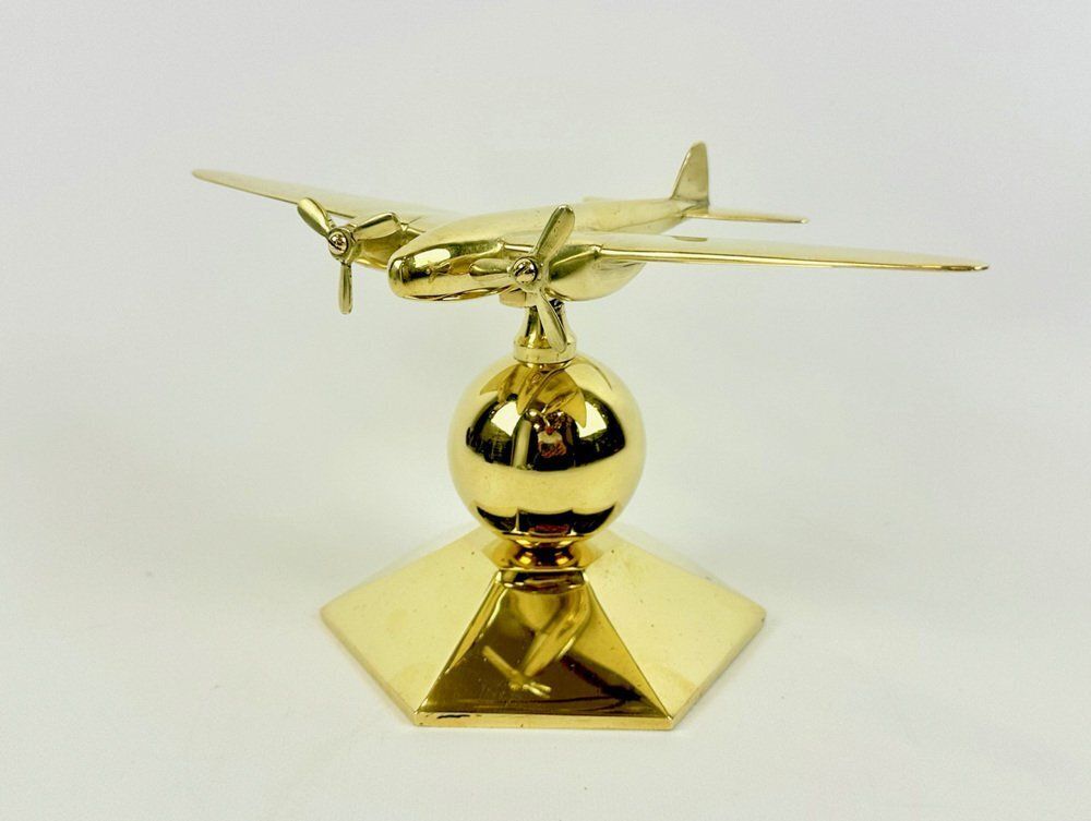 Brass Mosquito Desk Plane Model From De Havilland, 1940s photo Home Decor