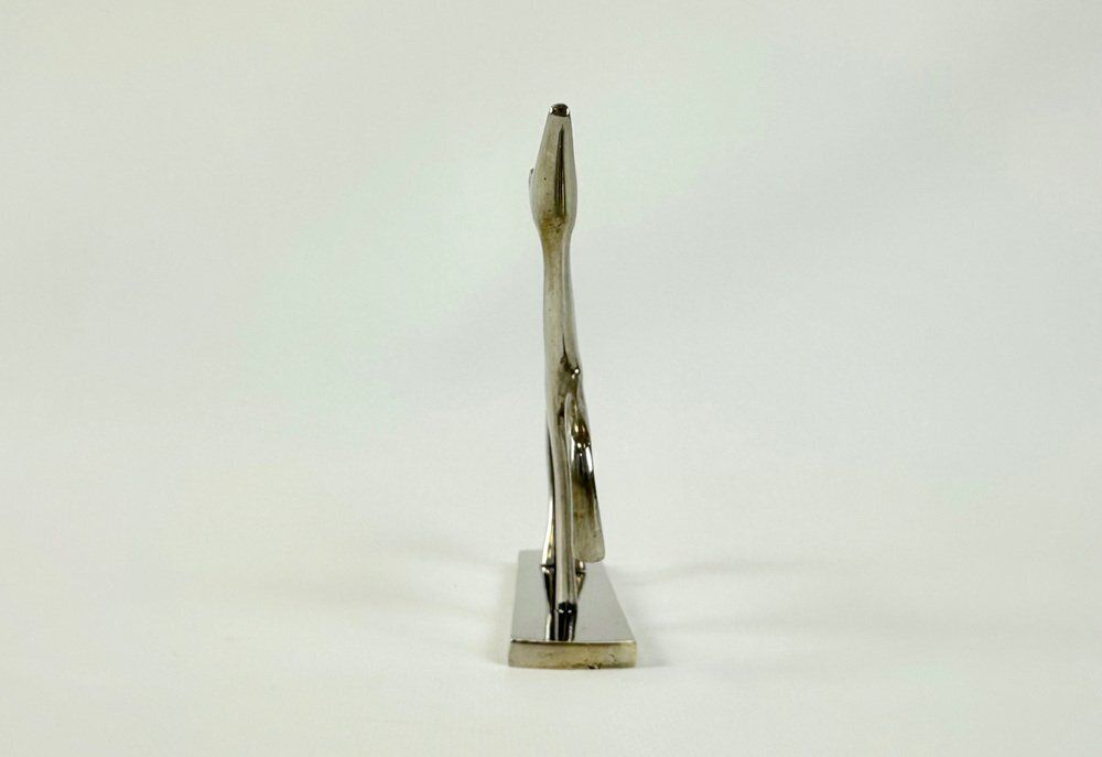 Art Deco White Brass Greyhound Figurine By Laszlo Hoenig, 1930s photo 564.0