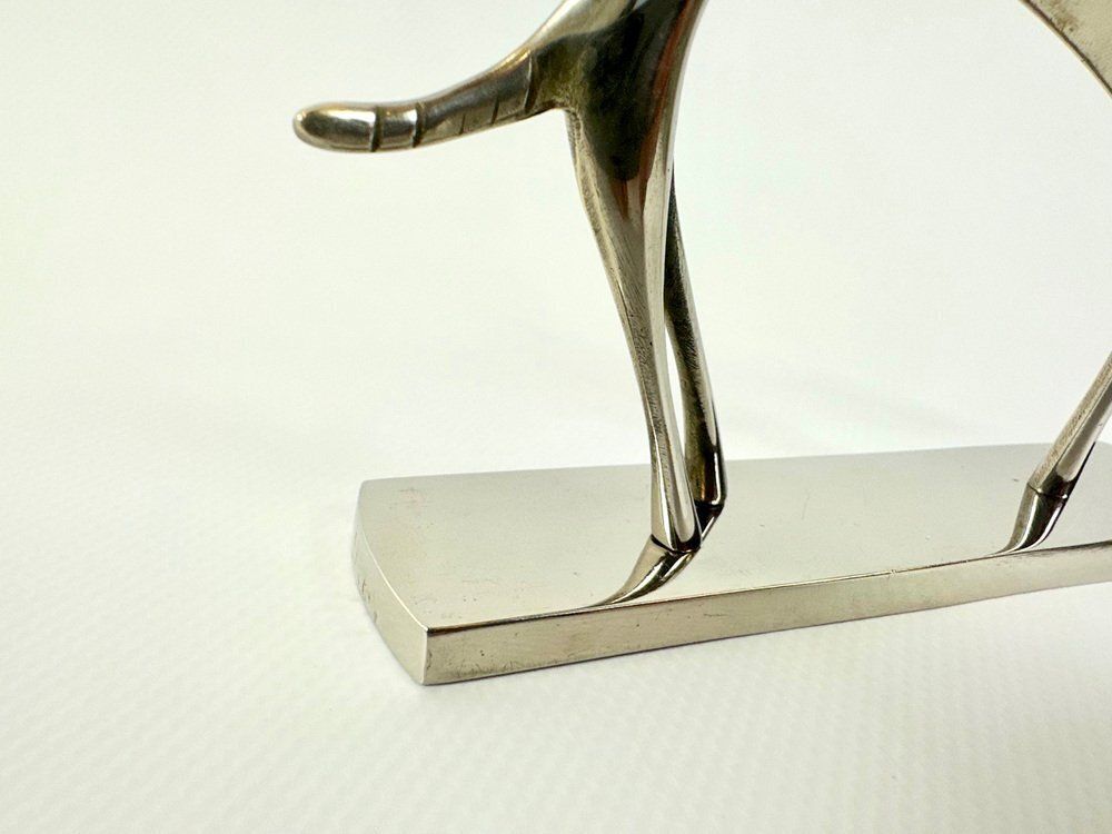 photo for sale Art Deco White Brass Greyhound Figurine By Laszlo Hoenig, 1930s