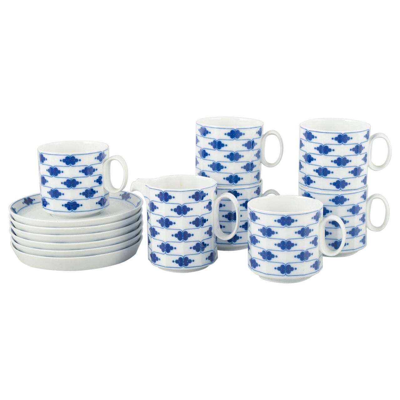 Rosenthal Studio Linie, Six Pairs Of Coffee Cups With Saucers And Cream Jug.